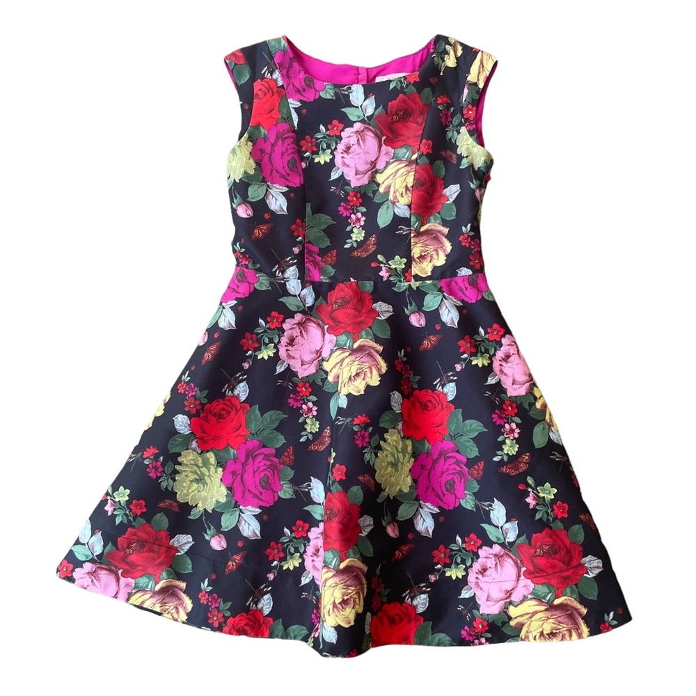 Baker By Ted Baker Girls Black Floral Dress Size 10